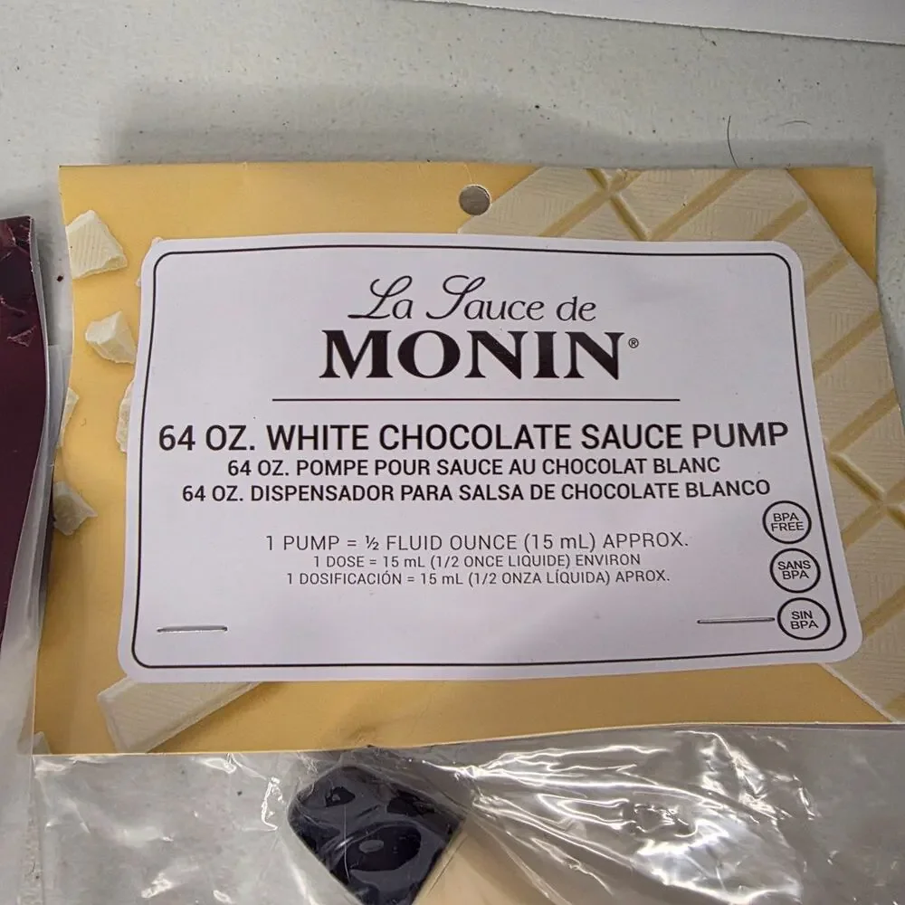 Monin 64 Oz Dark Chocolate Sauce Pump 15mL Dispenser BPA Free New Lot 6